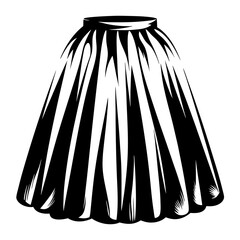 Stylized Black and White Hula Skirt Illustration with Detailed Texture