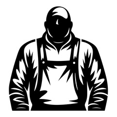 Silhouette of a Bald Man Wearing an Apron, Prepared for Work