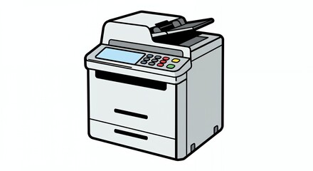 Multifunctional office printer illustration