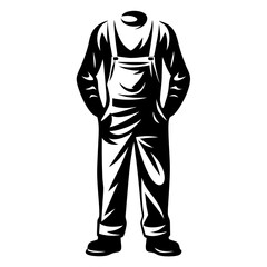 Illustrative and bold overalls with rolled up sleeves and a high collar shirt