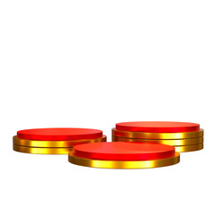 3D Stage Product Display with Luxury Red and Golden Podium for Premium Showcase and Advertising Mockup