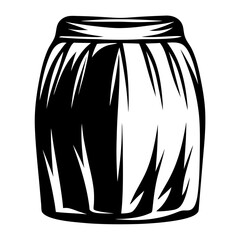 Graphic black and white skirt illustration with pleats and banded waist