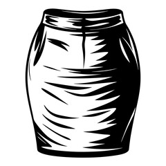 Stylized Monochrome Illustration of a Pencil Skirt Fashion Garment Design