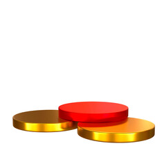 3D Stage Product Display with Luxury Red and Golden Podium for Premium Showcase and Advertising Mockup