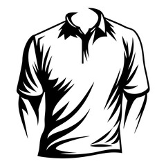 Stylized black and white polo shirt vector illustration with strong shadows