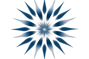 Abstract blue radial design; radiating, pointed petals, gradient shading