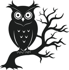 Nocturnal Owl on Curved Branch Flat Icon
