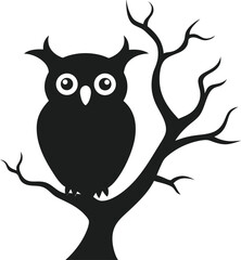 Witchy Owl on Haunted Tree Branch Vector Art