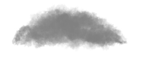 Dense gray smoke puff isolated on white or transparent background, realistic element for fire, explosion, industrial pollution or design overlay