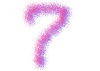 Abstract Fuzzy Number 7 in Modern Digital Style, Pink and Violet Colors, Isolated Design for Creative Concepts