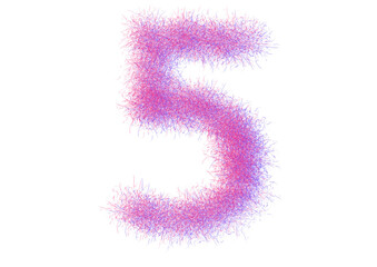 Fototapeta premium Abstract Fractal Number Five Illustration in Pink and Blue Colors, Artistic Digital Art for Education and Design Concepts