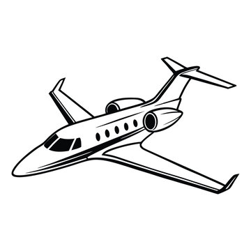 Silhouette of a private jet vector art
