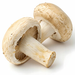 Two Beige Mushrooms in Close-Up Studio Shot Highlighting Natural Form,
