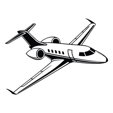 Silhouette of a private jet vector art