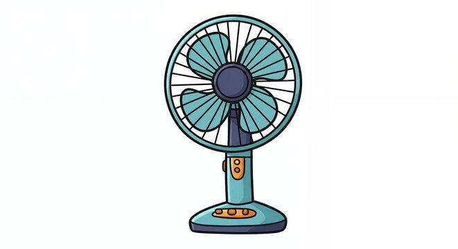 Teal table fan illustration
