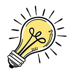 Illuminated yellow light bulb vector Illustration