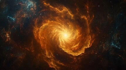 Fiery Orange Spiral Galaxy in Dark Space