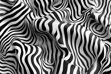 Abstract monochrome waves, flowing lines create dynamic, hypnotic visual effect