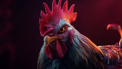 Fototapeta premium Rooster close-up, vibrant colors