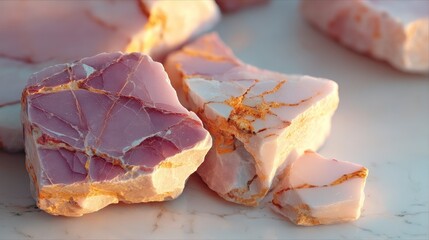 Luminous Pink   Gold Marble Texture  Elegant  Raw  Cracked Stone