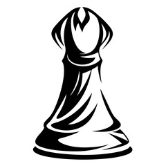 Stylized black chess pawn piece illustration on a white background