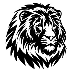 Majestic lion head in striking black and white abstract illustration