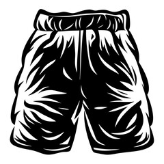 Black and white illustration of boxing shorts with an elastic waistband