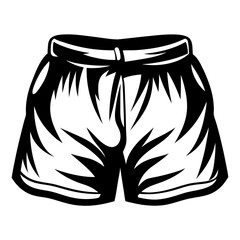 Monochrome drawing of athletic shorts with dynamic shading and outlined edges