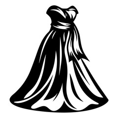 Elegant Black and White Gown Illustration for Fashion and Design Purposes