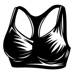 Black and white sketch of a racerback sports bra for women