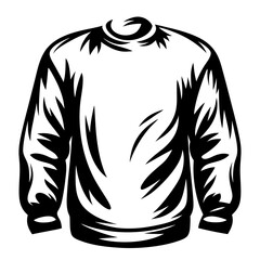 Black and white illustration of a crew neck sweatshirt apparel item