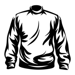 Stylized black and white illustration of a long sleeve shirt on white