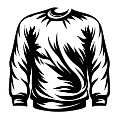 Abstract black and white sweater illustration with a textured swirling pattern