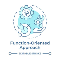 Function oriented approach soft blue concept icon. Target goal. Product development. Round shape line illustration. Abstract idea. Graphic design. Easy to use in infographic, presentation