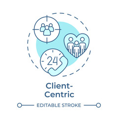 Client centric soft blue concept icon. Customer satisfaction, experience. Target audience. Round shape line illustration. Abstract idea. Graphic design. Easy to use in infographic, presentation