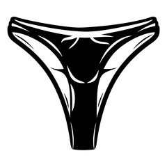 Striking monochrome illustration of a classic women's thong underwear garment