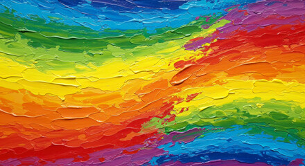 Vibrant Rainbow Abstract Acrylic Painting: Textured Impasto Art for Wall Decor, Pride, and LGBTQ+ Themes