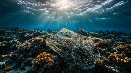 Obraz premium Vibrant Coral Reef Undersea Sunlight Scene