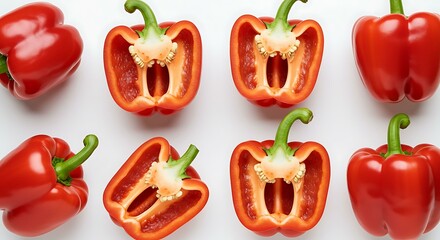 Red peppers on a white background Red pep