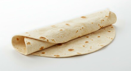 Soft tortilla bread on white background