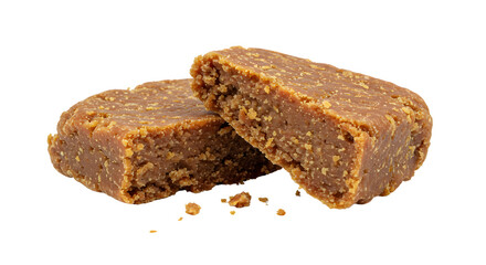 Cutting Fudge Square Exposing Texture on Transparent Background