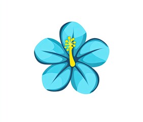 Light blue hibiscus flower with yellow center, five petals