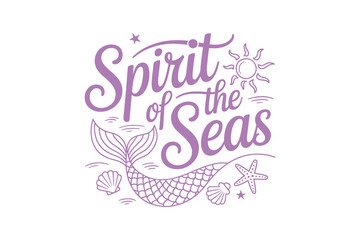Spirit of the Seas A Magical Mermaid Illustration Hand Drawn Summer SVG T Shirt Design