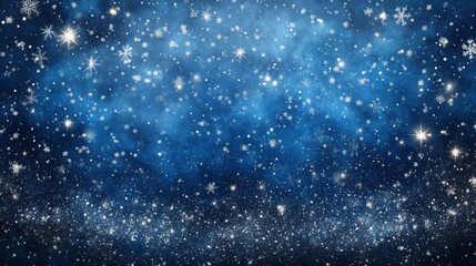 Blue Night Sky with Sparkling Stars and Cosmic Dust