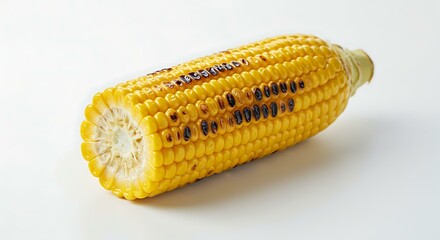 Cut tasty grilled corn cob on white background Cut ta