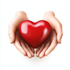 Obraz premium Hands holding red heart, isolated, white background, love, care