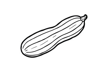 Line art illustration of a zucchini lying horizontally.eps