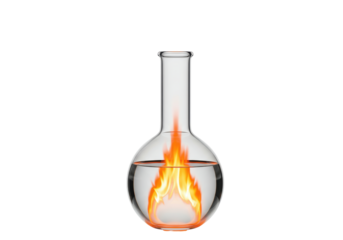 Isolated Spherical Flask with Boiling Liquid Over Flame