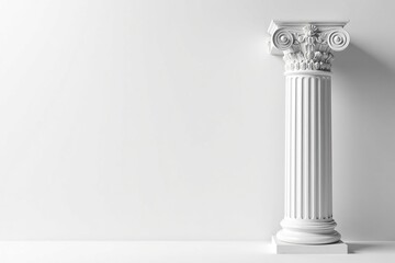 Obraz premium Elegant Roman column detail against stark white backdrop, background, vintage, architecture