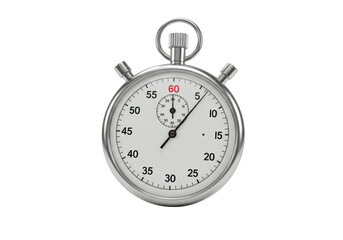 Isolated Classic Silver Chronometer with Stop Button